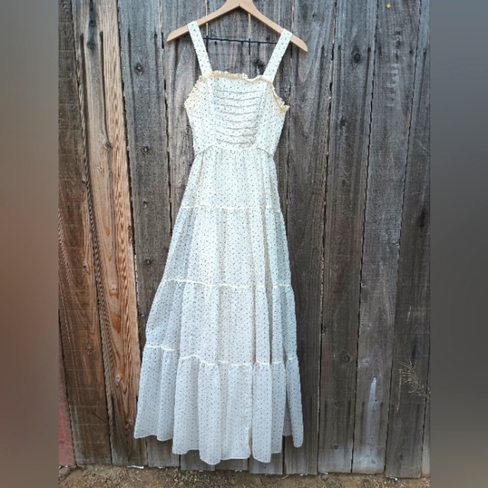 Vintage Candi Jones tiered peasant maxi sundress